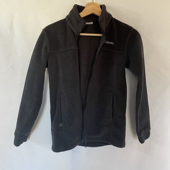 Columbia black full zip fleece sweater kids size medium pockets casual warm - Picture 1 of 8